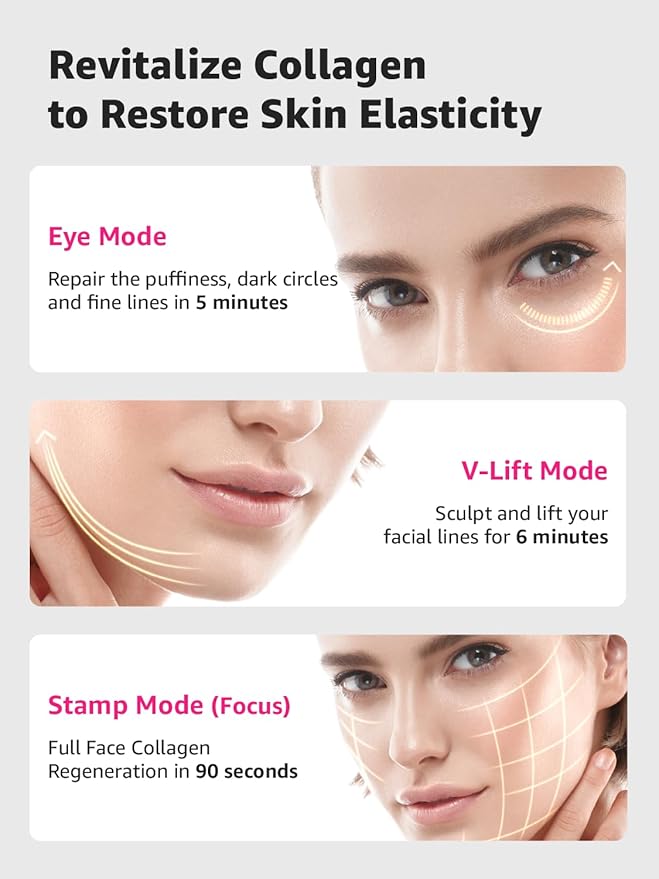 Microcurrent Facial Device Face Lift: iFae 3 in 1 Light Therapy for Face, Portable Face Lift Device for 90 Seconds Lifting, Tightening, Skin Rejuvenation Anti-Aging Wrinkle Skin Salon at Home (White)