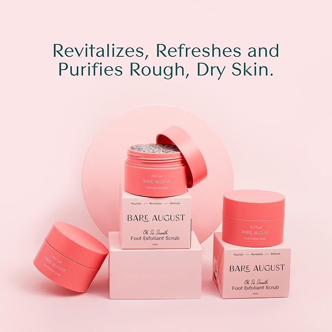 Bare August Foot Cream, Foot Scrub Exfoliator & Heel Socks Bundle
