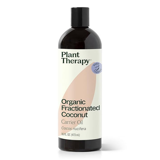 Plant Therapy Organic Fractionated Coconut Oil for Skin, Hair, Body 100% Pure, USDA Certified Organic, Natural Moisturizer, Massage & Aromatherapy Liquid Carrier Oil 16 oz