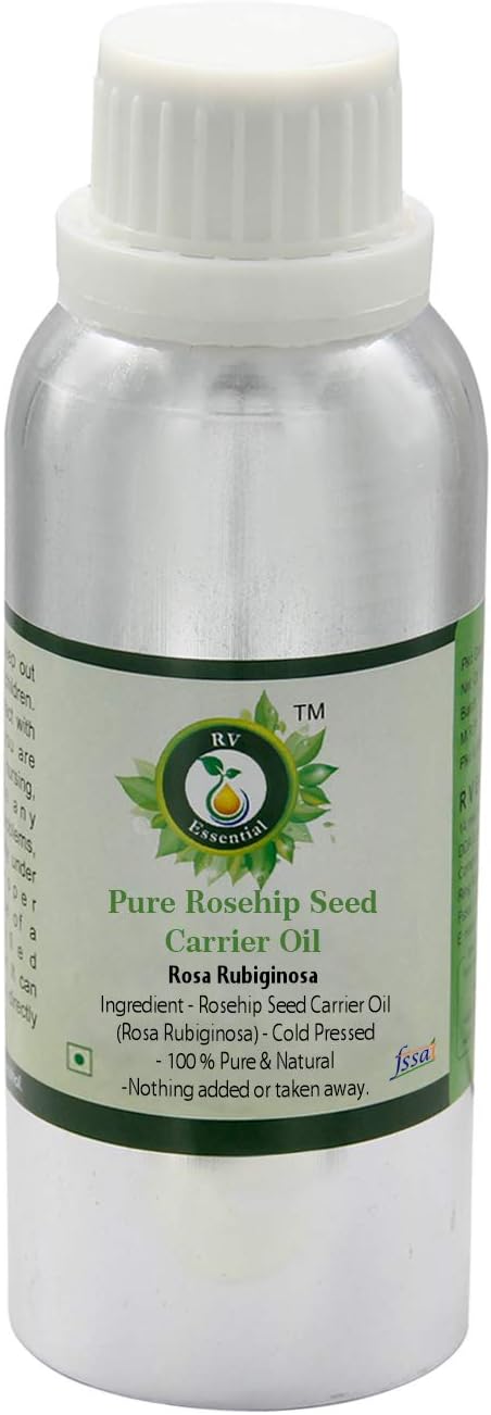 R V Essential Rosehip Seed Oil | Rosa Rubiginosa | for Face, Skin Care, Hair Care, Scalp Massage, Body Massage, Skin Moisturizer | 100% Pure Natural | Cold Pressed | 300ml | 10oz