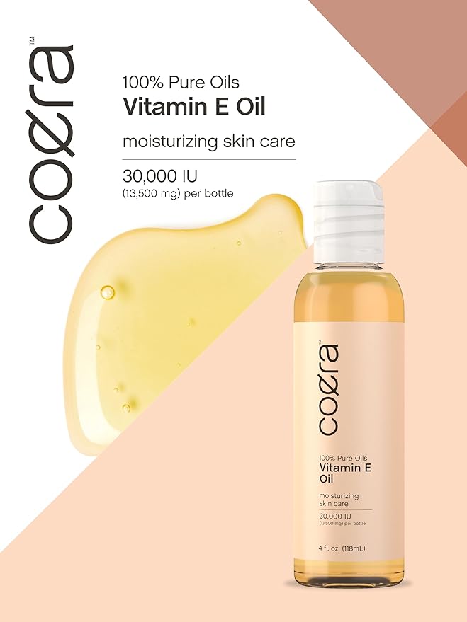 Coera Vitamin E Oil for Skin | 30,000 IU | 4 fl oz | 100% Pure Oils | Free of Parabens, SLS, & Fragrances
