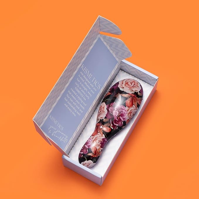 Supreme Brush + Cleaner, Gentle Detangling, Detangler Hair Brush for All Hair Types. For use on Wet or Dry Hair (Fuchsia Pink Floral)