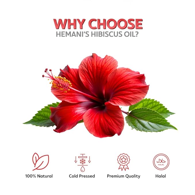 Hemani Hibiscus Oil 30ml 100% Pure- Natural, Cold Pressed, Halal Essential Oil for Skincare, Haircare & Relaxation