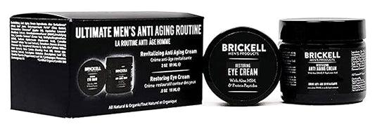 Brickell Men's Ultimate Anti-Aging Routine, Anti-Wrinkle, Night Face Cream and Eye Cream to Reduce Puffiness, Wrinkles, Dark Circles, Under Eye Bags, Natural and Organic, Unscented