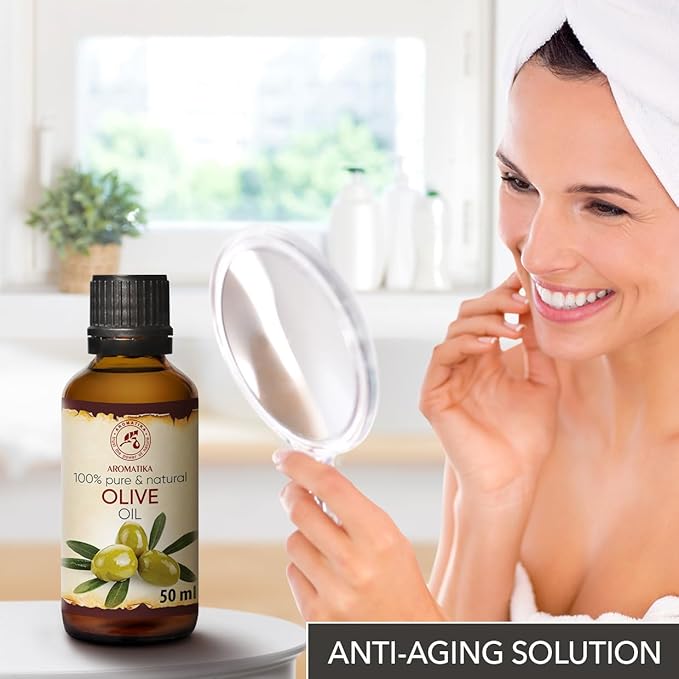 Olive Oil Extra Virgin 1.7 Fl Oz - 100% Pure Unrefined - Best for Hair - Skin - Nails - Lips - Face - Body - Scalp - Great for Beauty - Massage Oil Base - Spa - Olive Oil Cold Pressed - Glass Bottle