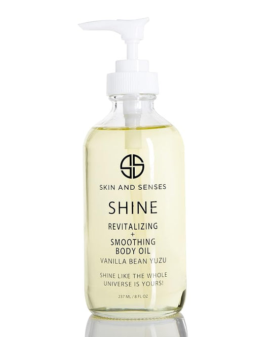 Shine Revitalizing & Smoothing Body Oil Vanilla Bean Yuzu –100% Natural, plant-based ingredients Loaded with an Organic blend of Healing Oils and Vitamin E, that deeply soothe, restore