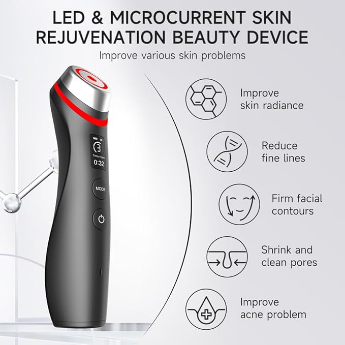 Upgraded Version | 6-in-1 Real Glass Glow Device | Looking Glass Skin with Enhanced Absorption, Radiance, Elasticity, Pore Care | LED Anti-Wrinkle Device | Skin Care Firming, Toning
