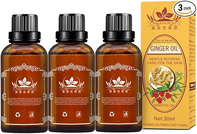 3 Pack Lymphatic Drainage Ginger Oil, Promote Blood Circulation Metabolism SPA Massage Oil.