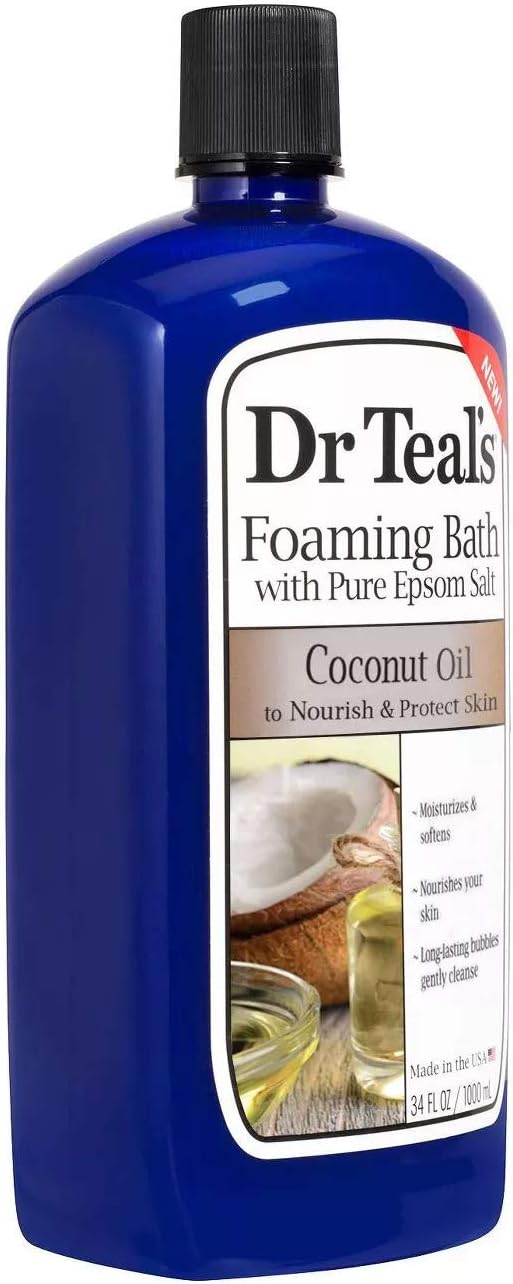 Dr Teal's Foaming Bath Variety Gift Set (2 Pack, 34oz Ea) - Soften & Moisturize Shea Butter & Almond Oil, Nourish & Protect Coconut Oil - Essential Oils Blended with Pure Epsom Salt - at Home Spa Kit