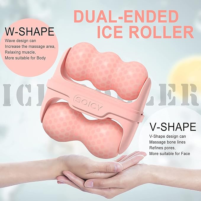 Ice Roller for Face and Eye Mini Portable Cool Facial Roller Personal Skin Care Tools with 2 in 1 Roller and Carry Case to Reduce Puffiness and Relief Migraine, Pain. Women Mother Gift (Blue)