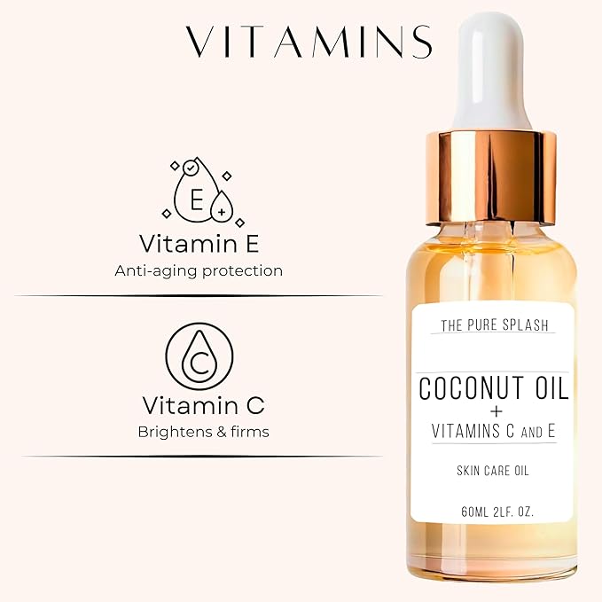 Coconut Oil with Vitamins C and E – Deep Hydration & Skin Nourishment | Lightweight, Non-Greasy Formula for Face, Body & Hair | 60ml