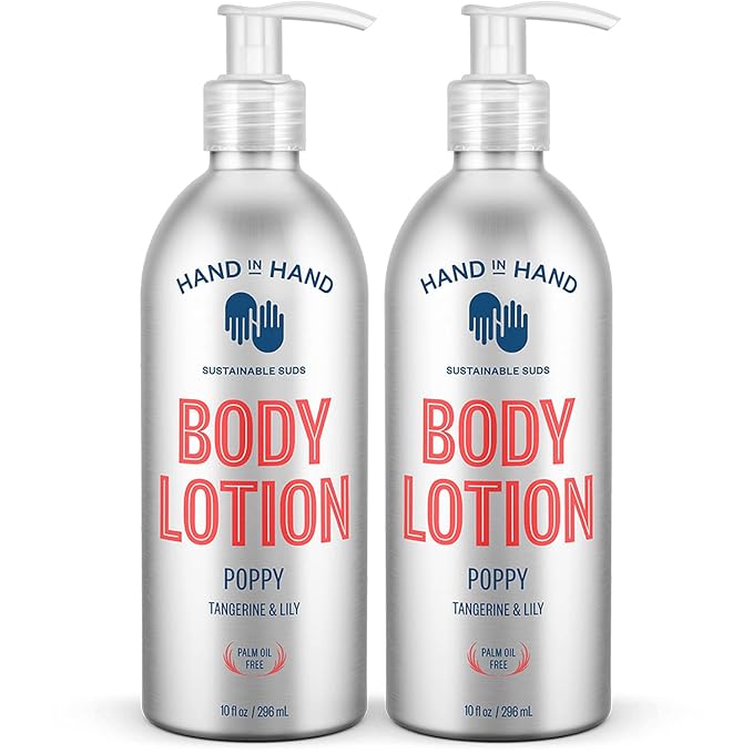 Hand in Hand Moisturizing Body Lotion, Dry Skin Lotion with Shea Butter, 10 Fl Oz, Tangerine & Lily, Poppy Scent, 2 Pack