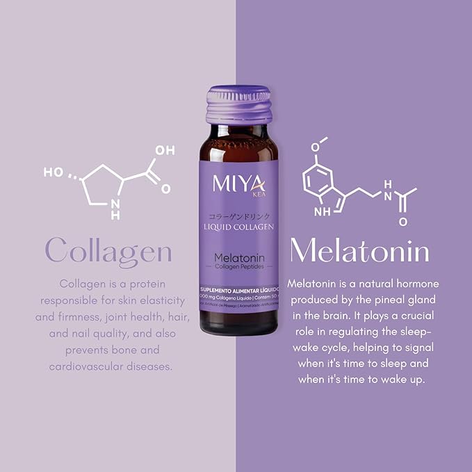 Liquid Collagen with Melatonin | Box with 30 Shots | 6000mg Collagen | Peach Flavor | Supports Skin, Hair, Nails & Sleep Quality | Beauty & Wellness Supplement