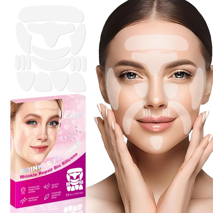 Kaely 192 Pcs Wrinkle Patches for Face Overnight, Silicone Scar Tape for Wrinkles Forehead, Face Tape for Wrinkles Overnight Sleeping Lifting Sagging Skin, Smile Line Facial Smoothing