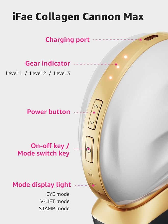 Microcurrent Facial Device Face Lift: iFae 3 in 1 Light Therapy for Face, Portable Face Lift Device for 90 Seconds Lifting, Tightening, Skin Rejuvenation Anti-Aging Wrinkle Skin Salon at Home (White)