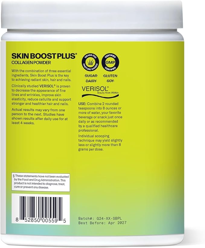 Sparkle Wellness Skin Boost Plus (Acai Lemonade) [50-Serves] | Collagen Powder Supplement with VERISOL Bioactive Hydrolyzed Collagen Peptides, Vitamin C & Hyaluronic Acid to Improve Skin Elasticity