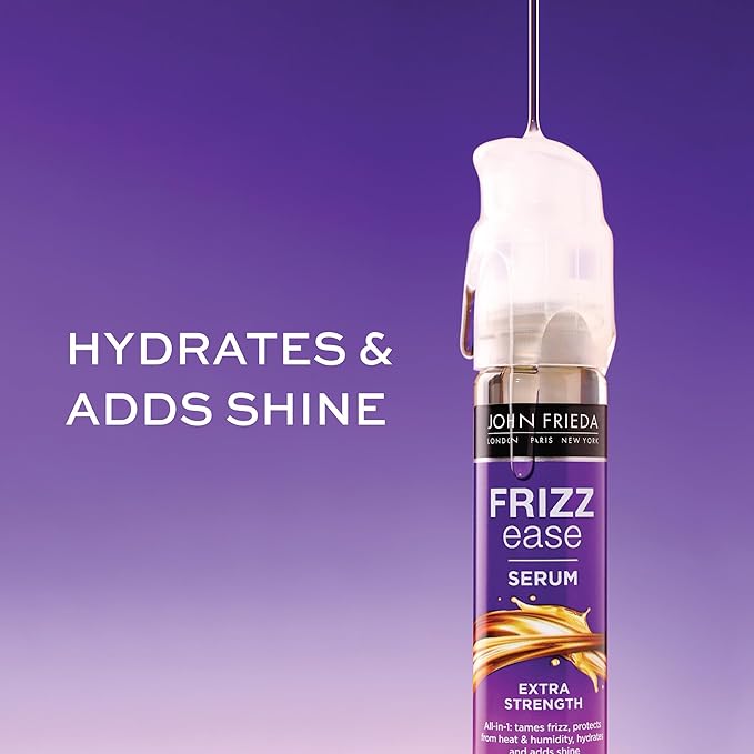 John Frieda Frizz Ease Extra Strength Hair Serum, Instantly Smooths for Healthy, Hydrated, Frizz-Free Hair, for Thick and Coarse Hair, with Argan, Coconut, and Moringa Oil for Heat Protection, 1.69 Oz