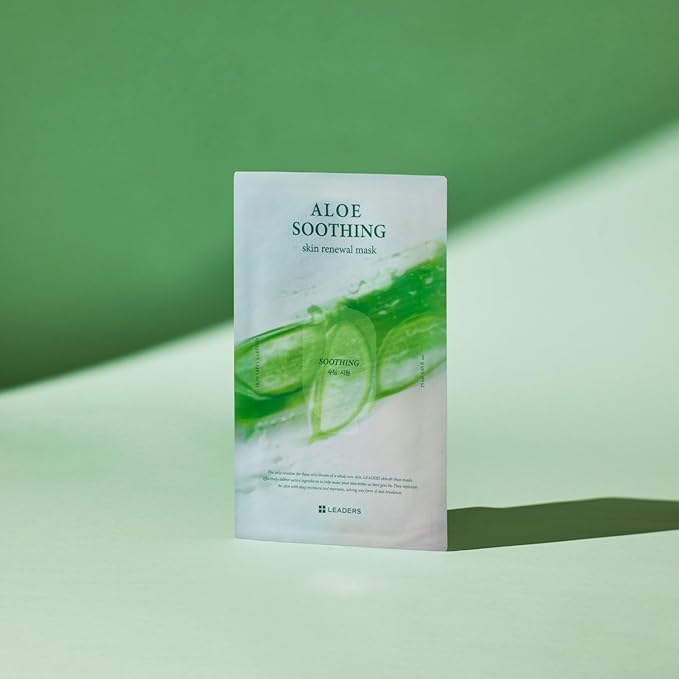 LEADERS Aloe Soothing Skin Renewal Mask – Calms Irritated Skin, Reduces Redness & Provides Deep Hydration – Gentle Formula for Sensitive Skin – Hydrating Face Mask with Aloe Vera – 10 Sheets