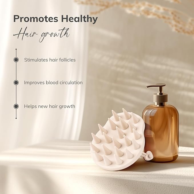 Sndyi Silicone Scalp Massager Hair Growth, Scalp Scrubber with Soft Silicone Bristles, Scalp Exfoliator for Dandruff Removal, Large Size Shampoo Brush, Wet Dry Scalp Brush for Long Thick Curly Hair