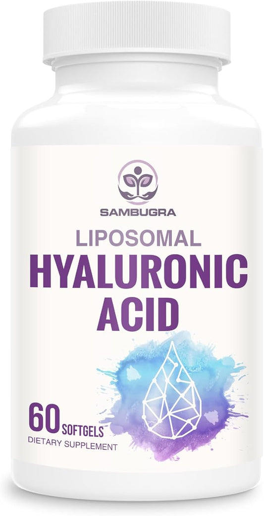 Liposomal Hyaluronic Acid 1000mg, High BioavailabilityHyaluronic Acid Capsules, Dietary Supplement Support Skin and Joint Lubrication, 60 Capsules