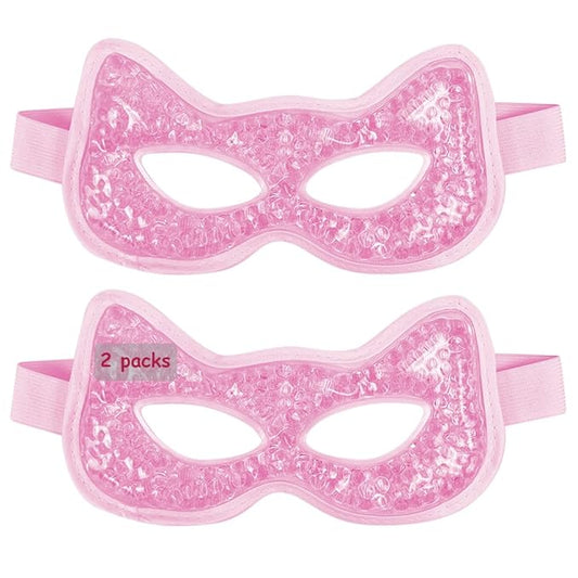 Cooling Eye Mask, Gel Eye Mask Hot Cold Use, Cold Eye Mask for Puffy Eyes, Dry Eyes, Headaches, Migraines, Sinus, Dark Circles (2 pink)