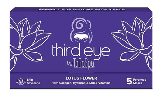 ToGoSpa, Third Eye Lotus Flower Eye Mask, Hyaluronic Acid Face Mask, Enriched With Lotus Flower, Encourages Strong And Healthy Looking Skin, Pack Of 5