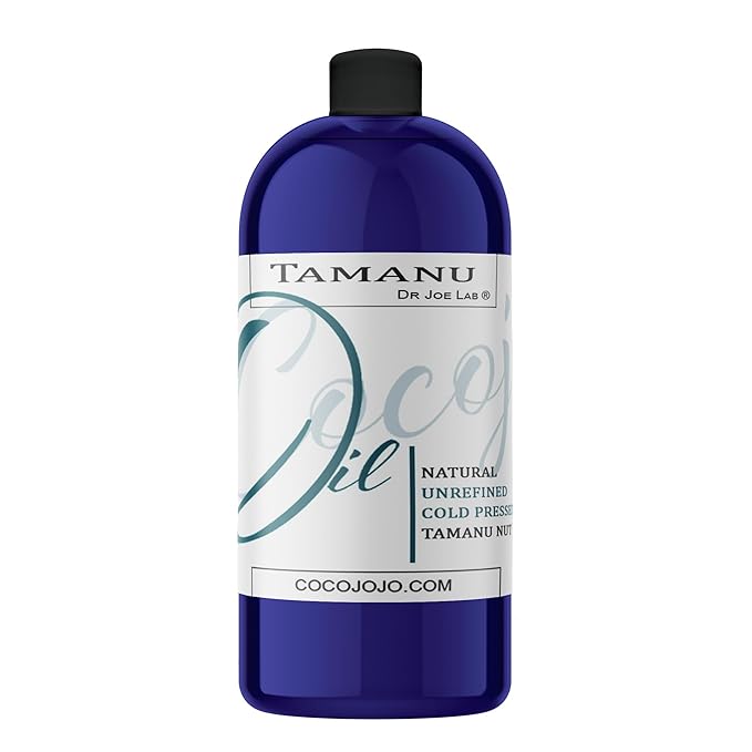 Dr Joe Lab Tamanu Oil - Bulk 32 oz 1 Quart Pure Natural Cold Pressed Unrefined Non GMO Extra Virgin Oil -Hair Skin Face Body Nail Locs Beard - Hydrating Moisturizing Nourish