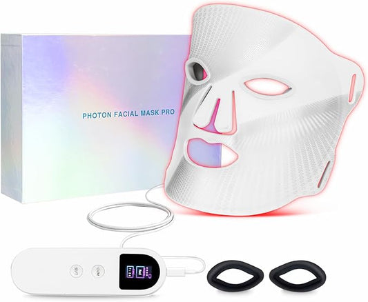 Red Light Mask - 7 Colors Red Light Mask for Face, Facial Skin Care Device with Remote Control, Ergonomic Design and Portable for Home