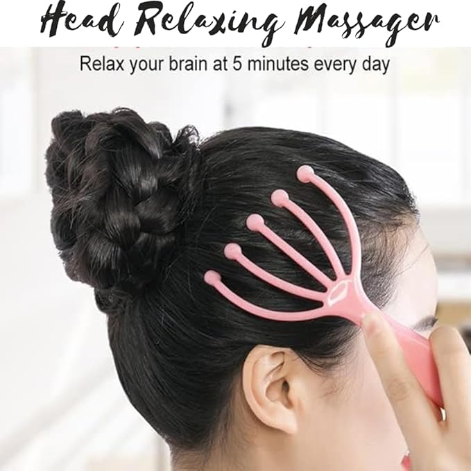8 Pcs Scalp Massager Portable Handheld Spa Head Massager for Deep Relaxation and Stress Reduction Manual Head Massage Tool for Office Home Christmas Gift (Pink, Blue)