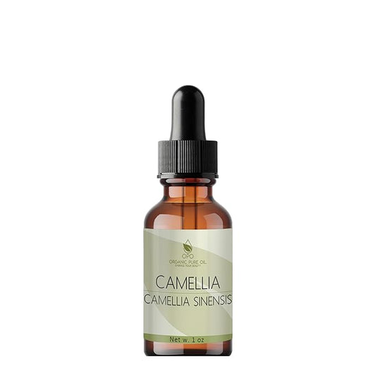 OPO Japanese Camellia Seed Oil - 1 oz Glass & Dropper - Pure Natural Cold Pressed Unrefined Extra Virgin For Face Hair Body Skin Nails Scalp Lashes Nourishing Rejuvenating