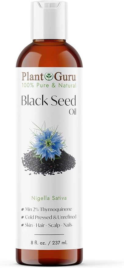 Black Cumin Seed Oil 8 fl. oz. Unrefined Cold Pressed 100% Pure Natural Nigella Sativa Kalonji Oil for Skin Care, Hair Growth, Scalp and Massage.