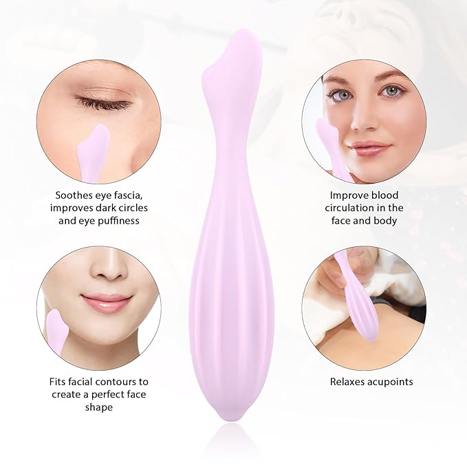 2pcs Face Massage Rollers, 6.99x1.1x0.43in Silicone Facial Rollers Reliable Face Massager Tool Face Skin Care Face Guasha Stick Body Gua Sha Relax for Women(Pink,Purple)