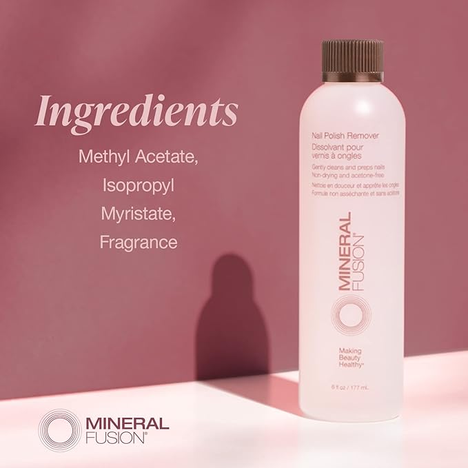 Mineral Fusion Acetone Free Nail Polish Remover, Gentle, Non-Drying, Regular & Gel Polish, 6 fl oz (2 Pack), Vegan & Cruelty-Free Nail Care for Women and Men