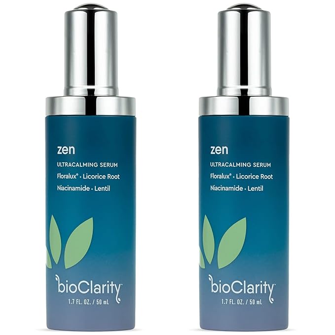 BioClarity Zen Ultra-Calming Serum | Ultracalming Serum for Redness-Prone Skin | 100% Vegan | Calm, Soothe, and Soften Face | Contains Floralux Naturally made from Chlorophyll | 1.7 fl. oz (Pack of 2)