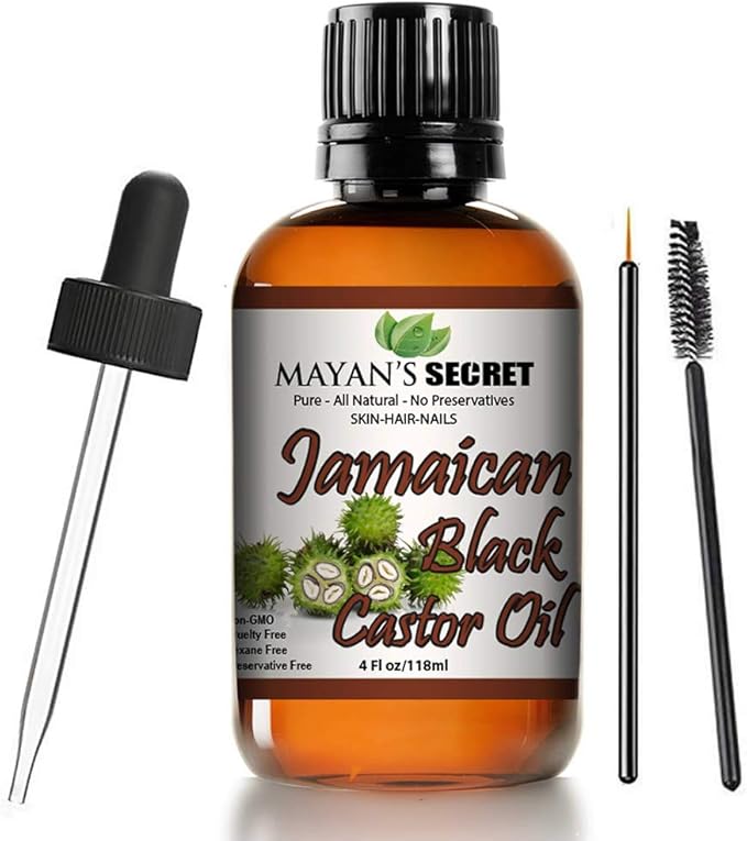 Mayan's Secret Pure Carrier and Essential oils for Skin Care, Hair, Body Moisturizer for Face-Anti Aging Skin Care (Black Jamaican Castor oil, 4oz)