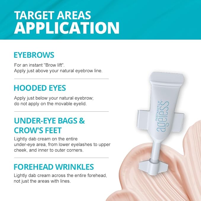 Instantly Ageless - Instant Face Lift Cream - Skin Care for Anti Aging face cream - Wrinkle Tightener - Instant Under Eye Bags Remover - Facelift 5 Vials