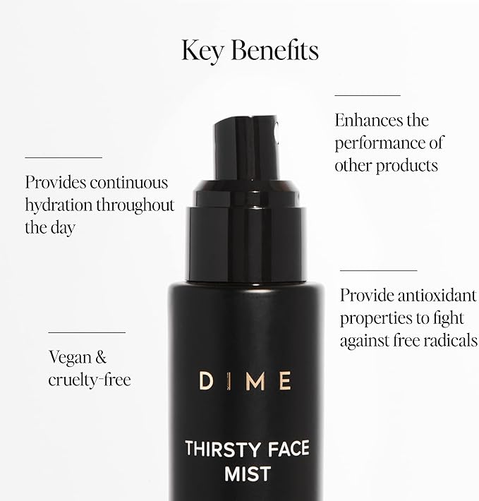 DIME Beauty Thirsty Face Mist with Electrolytes, Meadowfoam, and Sea Buckthorn, Hydrating Facial Spray, 2 oz / 60 ml