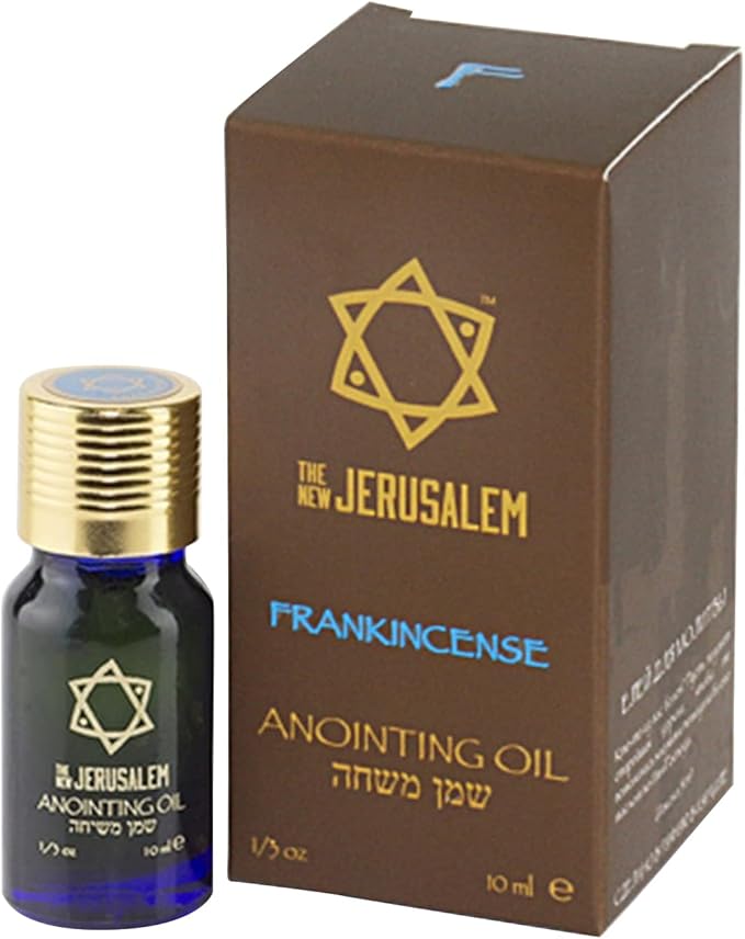 Frankincense Anointing Oil from Israel, Holy Spiritual Oils Bottles from Jerusalem Blessed, Handmade with Natural Ingredients and Blessed for Wedding Ceremony, Religious Use, 0.34 Fl Oz