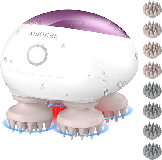 Electric Scalp Massager, Portable Head Stress Relax,IPX7 Waterproof Rechargeable Head Massager Scalp Stress Relax, Body for Deep Cleansing, Relief, Hair Growth (Pink)