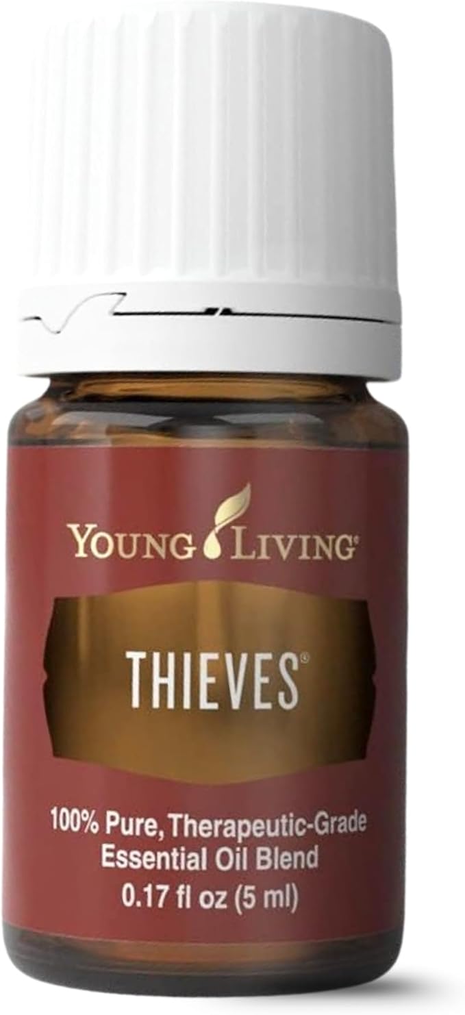 Young Living Thieves Essential Oil Blend | 5 ml | Lemon, Clove, Eucalyptus, Cinnamon Bark, Rosemary | Versatile for Diffusers, Topical Application, Freshening Spaces, Daily Wellness, and Home Care