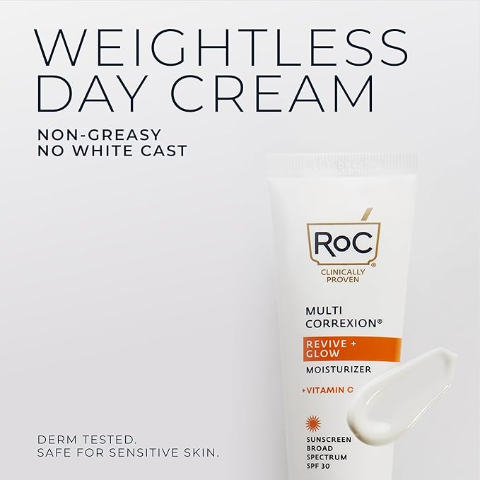RoC Multi Correxion Revive + Glow Vitamin C Broad Spectrum SPF 30 Moisturizer (1.7 oz) with Retinol Eye Cream Packette