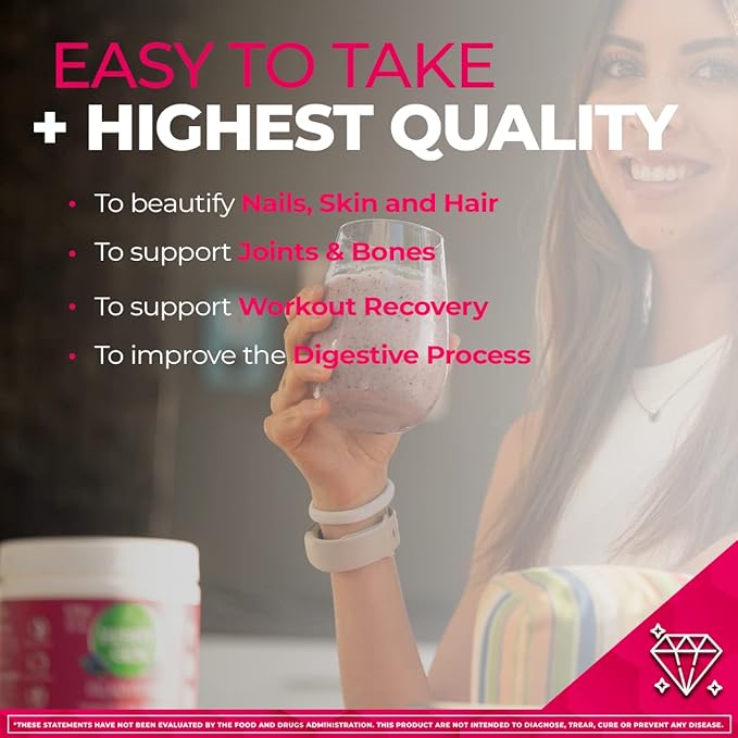 Collagen Powder with Antioxidants from BlackBerry and Blueberry Extracts - 30 Servings - Natural Dual Action Formula - Supports Joints, Hair, Skin, and Nails - Made in The USA