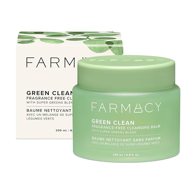 Farmacy Makeup Remover Cleansing Balm - Green Clean Waterproof Makeup Remover + Oil Based Cleanser - Newly Formulated Double Cleanser with Plant Based Waxes + Upcycled Moringa - Fragrance Free (200ml)