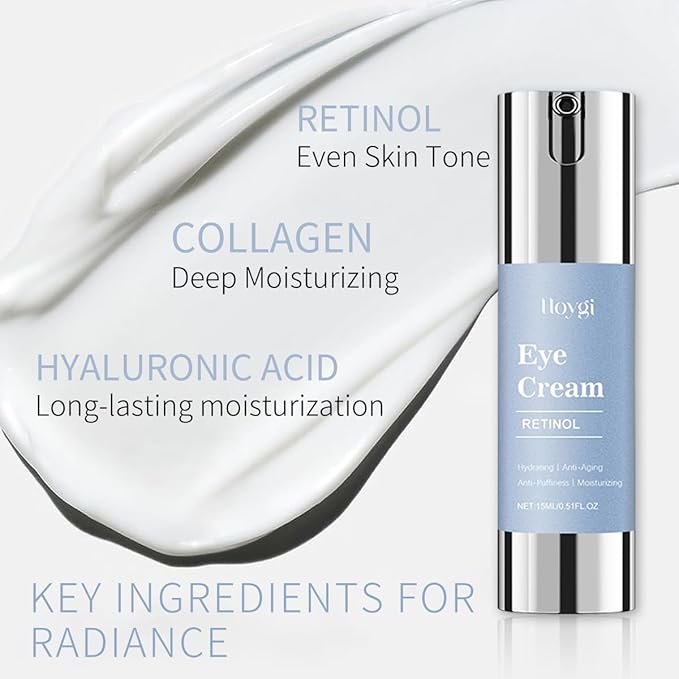 Retinol Eye Cream for Dark Circles & Wrinkles - Advanced Night Repair Treatment with Hyaluronic Acid & Vitamin E | Reduces Puffiness, Fine Lines & Eye Bags | Dermatologist Tested (15ml)