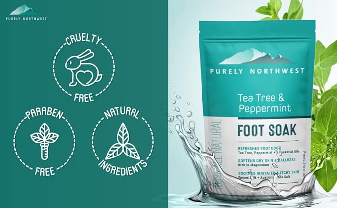 Natural Tea Tree Oil Foot Soak-Made in the USA for Ingrown Toenails, Athletes Foot Burning & Itching-Stubborn Foot Odor & Softens Callouses-Purely Northwest-2 LB