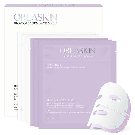 6PCS Collagen Face Mask Overnight Bio-Collagen Real Deep Mask Skincare Deep Collagen Anti Wrinkle Lifting Mask for Pore Minimizing Firming Elasticity and Wrinkle(3pcs White&3pcs Purple)