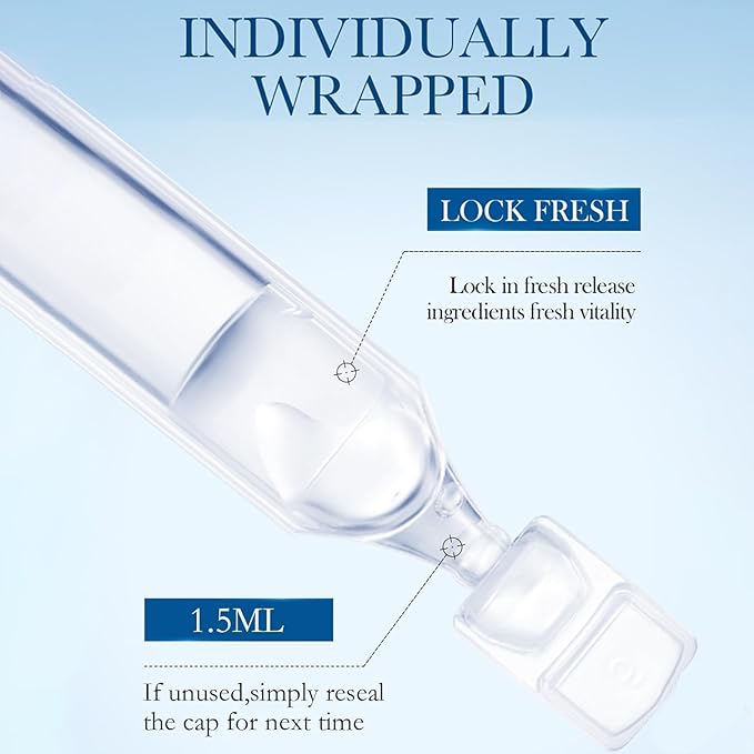 Collagen Serum for Face - Hydrating Serum with Hyaluronic Acid, Anti-Wrinkle & Firming Facial Serum, Repair Skin Barrier, Travel-Size Skincare, Single-Use Vials Skincare, 1.5ml x 30PCS