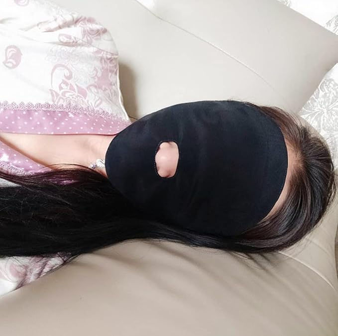 100% Silk Sleep Mask Modern Full Face Sleep Mask Soft Comfortable A Good Night’s Sleep Eye Mask with Adjustable Strap (Black)