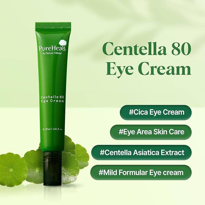 Pureheal's Centella 80 Eye Cream, Light Texture Eye Cream, Nourishing Eyezone, Centella Asiatica 80% Extract, 30ml (1.01 Fl Oz)