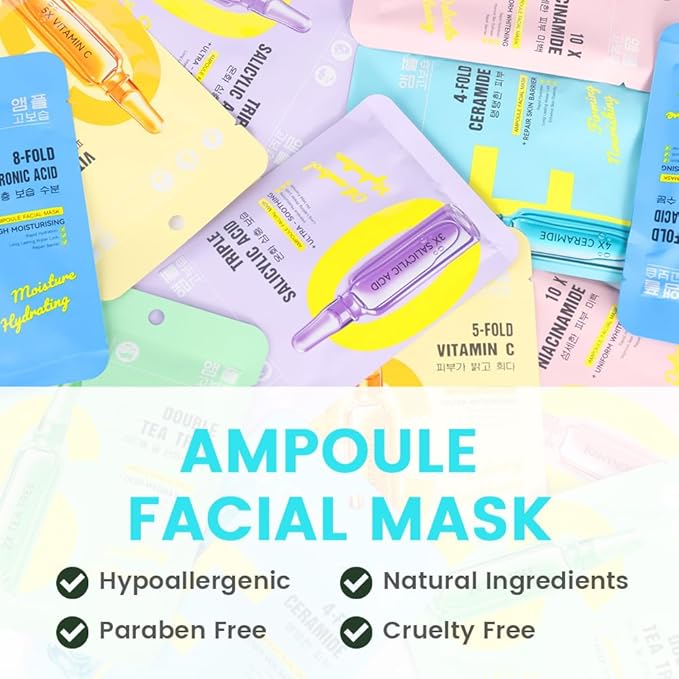 Variety Sheet Face Sheet Mask Skincare,Hydrating Spa Face Mask For Sensitive Skin,Moisturize,Nourish for All Skin Types,Natural Skin Care Spa Face Mask for Women Men Girls,Pack of 12